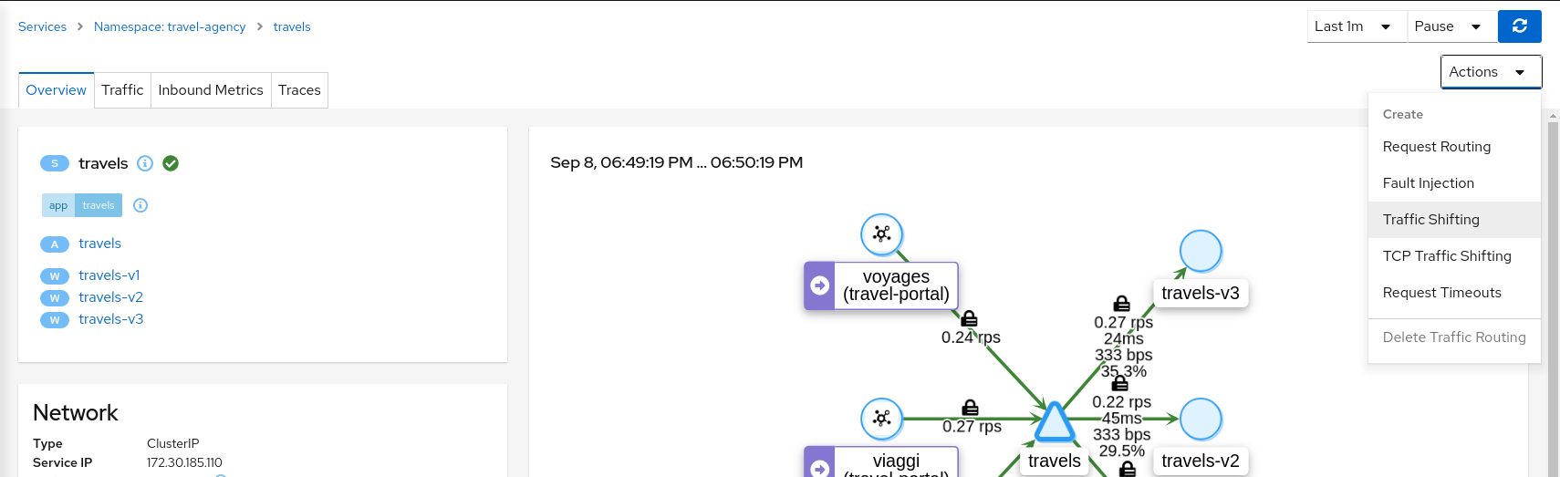 Traffic Shifting Action Traffic Shifting Action